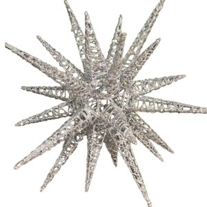 PIER 1 Oversized Large Mettalic Silver Sequin Sparkle Starburst Home Decor.